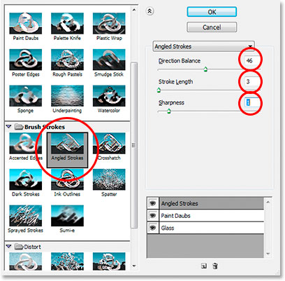 The options for Angled Strokes