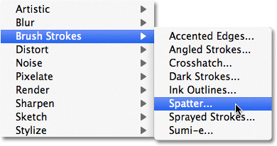 مرشح Photoshop> Brush Strokes> Spatter.