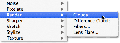 Photoshop filter render clouds.