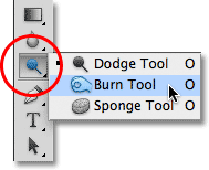 Photoshop Burn Tool.