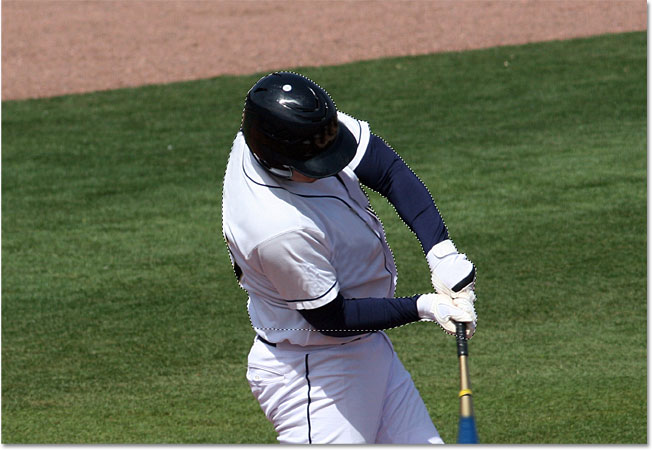 Selecting part of the batter in the photo.