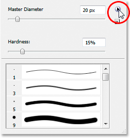 The Brush tool options dialog box