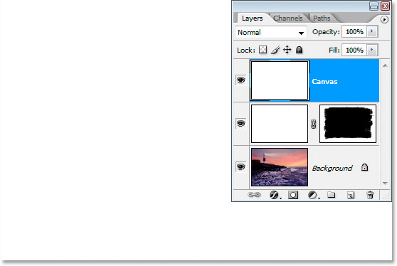 The 'Canvas' layer now filled with white