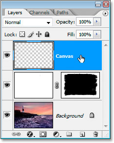 The new layer added and named 'Canvas'