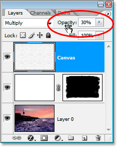 Lowering the opacity of the layer