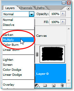 Changing the blend mode from Normal to Multiply