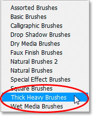 Select the 'Thick Heavy Brushes' brush set