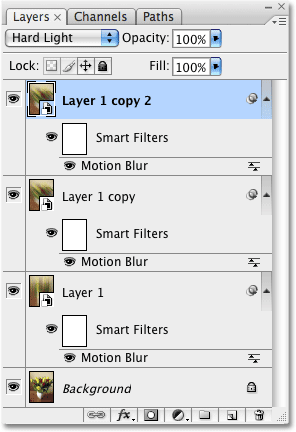 Adding another copy of the layer in Photoshop CS3. Image © 2009 Photoshop Essentials.com.