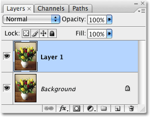 The layers palette (panel) in Photoshop CS3. Image © 2009 Photoshop Essentials.com.