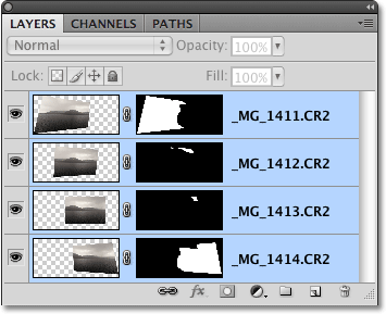 The Layers palette in Photoshop CS4.