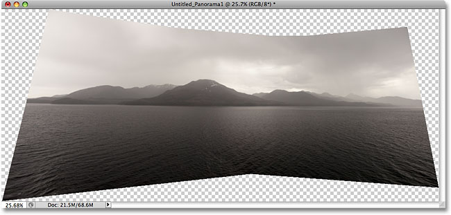 صورة بانورامية سلسة تم إنشاؤها باستخدام أمر Photomerge في Photoshop CS4.