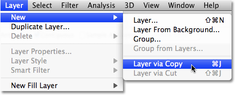 The New Layer via Copy command in Photoshop.