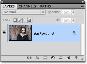 The Layers panel in Photoshop showing the original image on the Background layer.