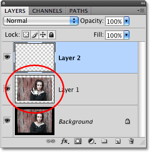 Clicking on the layer preview thumbnail in the Layers panel.