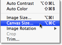 The Canvas Size command in Photoshop.