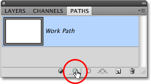 The Stroke path with brush icon in the Paths panel in Photoshop.