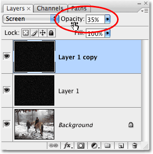 خيار Layer Opacity في Photoshop.