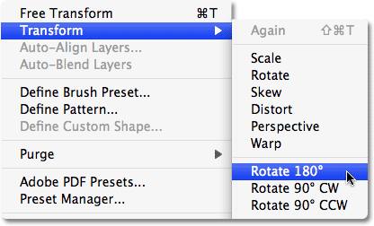 Rotating the new layer 180 degrees.