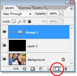 Duplicating the Layer Group by dragging it down onto the New Layer icon.