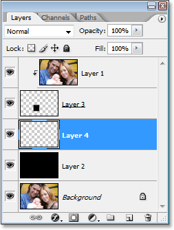 The new blank layer named 'Layer 4' in the Layers palette.