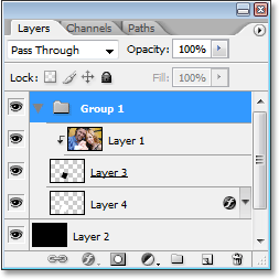 The three layers are now inside a Layer Group.