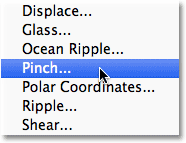 انتقل إلى Filter> Distort> Pinch.