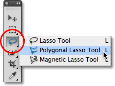 أداة Photoshop Polygonal Lasso.