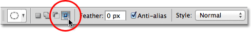 The Intersect With Selection option in Photoshop.