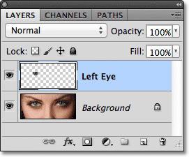 The Layers panel showing the selection on its own layer.