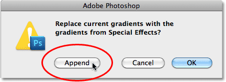 Appending the new gradients. Image © 2010 Photoshop Essentials.com