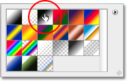 The Black to White gradient thumbnail in the Gradient Editor in Photoshop. Image © 2010 Photoshop Essentials.com