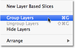 Grouping layers in Photoshop. 