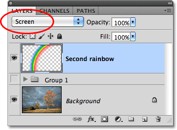 The Screen layer blend mode. Image © 2010 Photoshop Essentials.com
