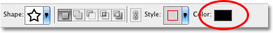 The color swatch for the Custom Shape Tool in the Options Bar. Image © 2008 Photoshop Essentials.com.