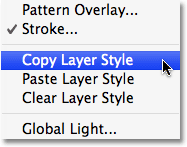 Copying the layer style. Image © 2008 Photoshop Essentials.com.