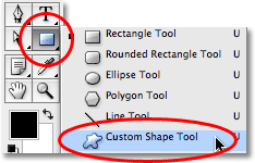 The Custom Shape Tool in Photoshop. Image © 2008 Photoshop Essentials.com.