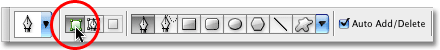 Selecting the Shape Layers option from the Options Bar in Photoshop. Image © 2008 Photoshop Essentials.com.