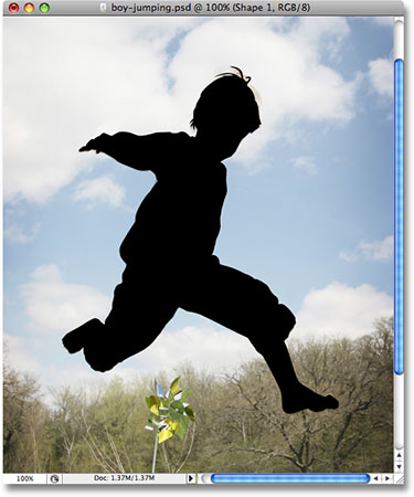 het silhouet van de jongen in Photoshop. Foto © 2008 Photoshop Essentials.com.