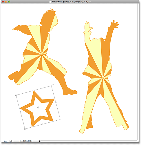 Rotating the star shape with Free Transform in Photoshop. Image © 2008 Photoshop Essentials.com.