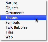 Loading the Shapes custom shape set in Photoshop. Image © 2008 Photoshop Essentials.com.