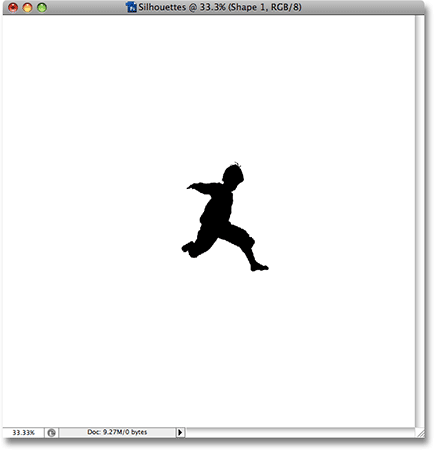 The silhouette now appears inside the new document. Image © 2008 Photoshop Essentials.com.