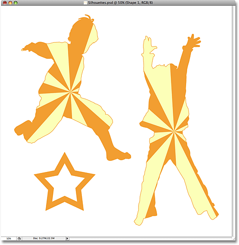 Photoshopドキュメントに追加された最初の星形。 画像©2008フォトショップEssentials.com.