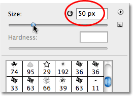 Lowering the brush size in Photoshop.