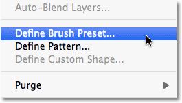 أمر Define Brush Preset في Photoshop.