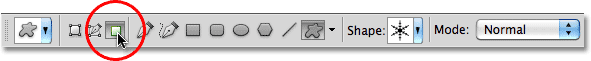 The Fill Pixels icon in the Options Bar in Photoshop.