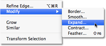 Go to Select > Modify > Expand.