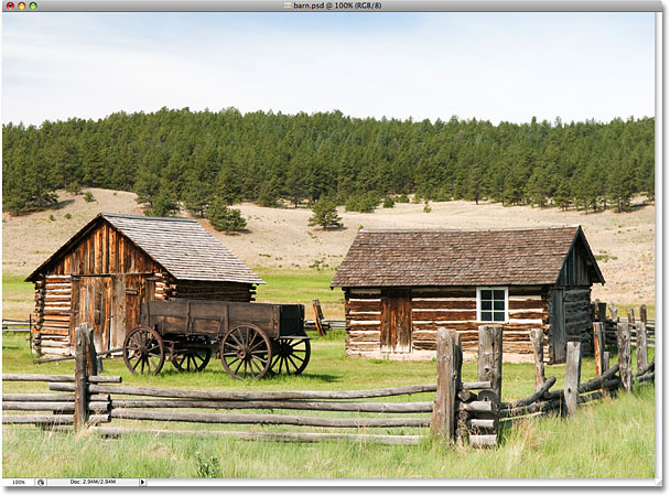 A photo of an old barn in the country. Image licensed from iStockphoto by Photoshop Essentials.com.