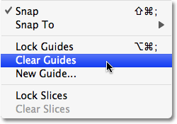 Go to the View menu and choose Clear Guides to remove the guides from the document. Image © 2008 Photoshop Essentials.com.