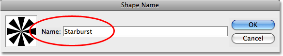 Enter a name for your Custom Shape in Photoshop. Image © 2008 Photoshop Essentials.com.