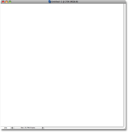 يظهر المستند الجديد في نافذة المستند في Photoshop.  صورة © 2008 Photoshop Essentials.com.
